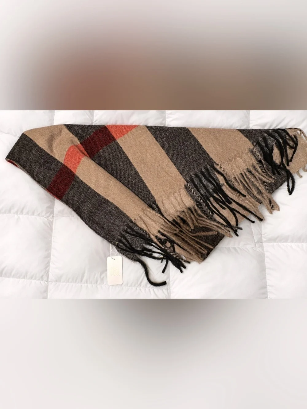 NWT Boutique Oversized Plaid Fringe Blanket Scarf Super Soft Wrap